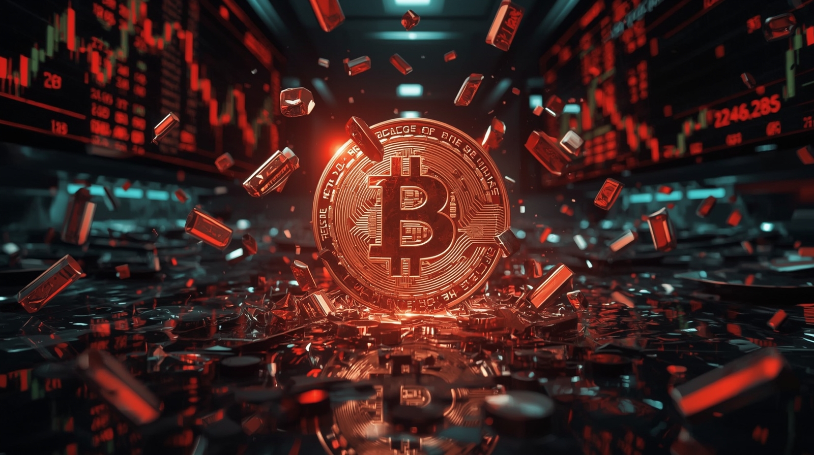 Gráfico representativo de la caída de Bitcoin en septiembre 2025 mostrando liquidaciones masivas y pérdidas generalizadas