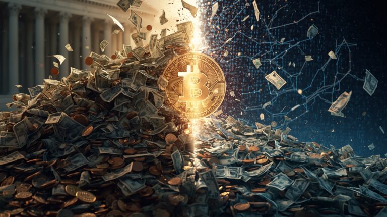 izquierda dinero fiat, derecha dinero digital